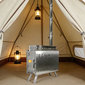 Poêle de camping INBESTCAMP en acier, multi-combustibles, pliable, coupe-vent, pour tente, sauna, style Colorado - Product Image 1