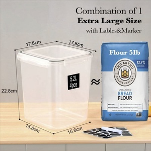 BPA-Free 5.2L Large Capacity Minimalist Design <strong>Plastic</strong> Food Storage <strong>Containers</strong> Set Sealed <strong>Lids</strong> Shatterproof for Kitchen Pantry - Product Image 2