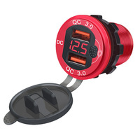 Cargador de Coche USB Doble QC3.0 Impermeable, 12V 24V, Adaptador de Carga Rápida con Pantalla LED de Voltaje para Motocicleta, Marino, ATV