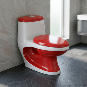 Inodoro de una Pieza con Forma de Diamante de Color Negro, Inodoro de una Pieza, Modelo Cally, Inodoros de Color Blanco y Rojo - Product Image 1