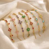 Pulsera de Flores JUSNOVA para Mujer, Chapada en Oro de 18k PVD, Acero Inoxidable, Joyas Resistentes al Agua, Juego de Pulseras Antideslustre para Mujer