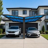 Abri de jardin moderne de luxe Angye en aluminium à pignon incliné pour 2 voitures, avec toit en polycarbonate, durable et de haute qualité