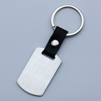Logo personnalisé gravé au laser en forme de Ronud porte-clés en cuir vierge en acier inoxydable brossé porte-clés pendentif étiquette
