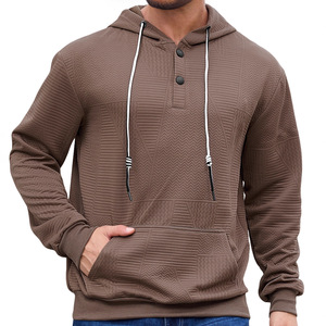 Sudadera con capucha para hombre, holgada, con forro polar, de color liso, jacquard, de manga larga, informal, deportiva, para primavera y otoño - Product Image 4