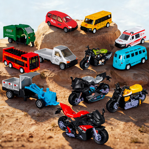 Modèles de voitures miniatures en alliage moulé sous pression 1:<span class=keywords><strong>64</strong></span>, en métal et plastique, avec fonction de recul, motos, véhicules de <span class=keywords><strong>transport</strong></span>, camions, autobus scolaires, ensembles de voitures jouets pour enfants - Product Image 6