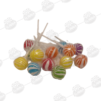 Groothandel Voetbal Lollipop Gestreepte Zoete Harde Snoepjes Kleurrijke Ronde Bal Fruit Smaak Plastic Pot Halal Bulk Lolly Snoep