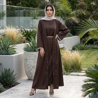 Robes Abaya Ouvertes Élégantes et Modestes, Couleur Unie, Cardigan Perlé, Kimono, Robe Longue Jubah pour l'Aïd Musulman, Vêtements Arabes Islamiques