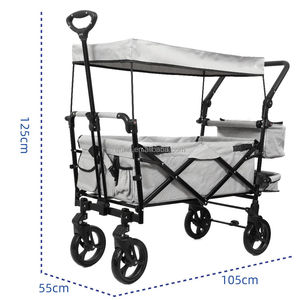Nhà máy bán không ướt ngoài trời Tùy Chỉnh rộng bánh xe gấp giỏ hàng Vườn Wagon bãi biển Gấp Cắm Trại Wagon với có thể tháo rời dù để che nắng - Product Image 5