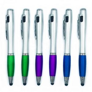 3 in 1 LED Light Stylus Touch Click Metal <b>Ballpoint</b> <b>Pen</b> With Color Aluminum Grip, Multi Function Retractable Signature <b>Pen</b> - Product Image 2