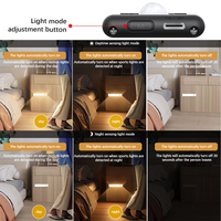 Lampu kabinet Sensor gerak LED magnetis, lampu tubuh cerdas lampu profil aluminium isi ulang untuk dapur dan kamar tidur