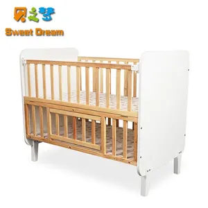 Hot Sale Solid Wood White Adjustable Wooden Baby Cot Crib Bed Kids' Cribs Baby Beds For New Born