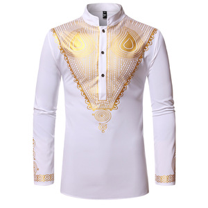 Robe <span class=keywords><strong>traditionnelle</strong></span> <span class=keywords><strong>africaine</strong></span> formelle à imprimé ethnique, chemise Dashiki à manches longues, coupe ajustée, col mandarin, vêtements <span class=keywords><strong>pour</strong></span> hommes <span class=keywords><strong>pour</strong></span> les festivals tribaux - Product Image 4