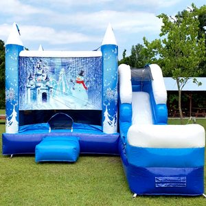 Castillo inflable con tobogán para fiestas navideñas, brincolín de nieve inflable comercial para niños, combo de casa de brinco. - Product Image 1