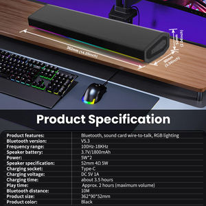 ลำโพงสเตอริโอ RGB ไร้สาย สีสันสดใส พกพาสะดวก พร้อมการ์ดเสียง สำหรับโทรศัพท์มือถือ พีซี คอมพิวเตอร์เล่นเกม - Product Image 6