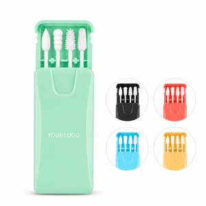 Coton-tiges réutilisables en coton pour les oreilles, ensemble <span class=keywords><strong>de</strong></span> bâtonnets multi-embouts en silicone avec support portable pour le nettoyage du maquillage, logo personnalisé OEM - Product Image 1