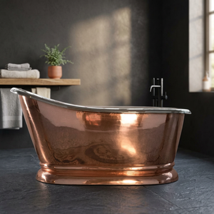 Bañera Rectangular de Cobre Independiente de Lujo con Tapa, en Oferta - Artesanía India para el Hogar - Product Image 1