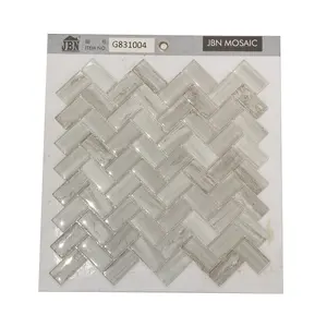 Foshan Building Materials Beige Glass Mosaic Custom New Design For Living Room Decoration