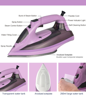 Fer à vapeur Moon 2000W avec semelle en céramique, arrêt automatique, protection anti-goutte et fonction vapeur pour vêtements