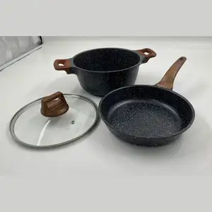 Conjunto de utensílios de cozinha 20 peças, acessório para cozinha, conjunto de panelas em ferro fundido com mármore antiaderente, utensílios de cozinha