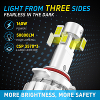 Ampoules de phares de voiture LED Gview P19W 9012 Super Lumens à triple face avec driver externe, 50000LM par ampoule, lumière blanche froide 6500K