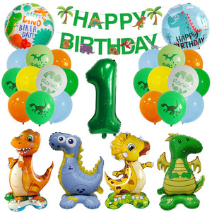 Ensemble de ballons sur le thème des dinosaures de la jungle, ballon chiffre en Mylar en forme de dinosaure debout pour garçons de <span class=keywords><strong>1</strong></span>, 2, 3 ans, toile de fond pour photos d'<span class=keywords><strong>anniversaire</strong></span> - Product Image 1