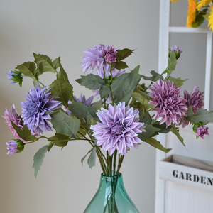 Injoy IJ042 Artificial Dahlia <b>Flowers</b> 2 Heads Modern Style Silk Handmade Wedding Table Centerpiece - Product Image 3