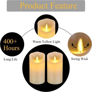 Bougie LED Électrique Sans Flamme Scintillante en Plastique, Type Pilier, Cône ou Chauffe-Plat, pour Décoration de Fêtes, Mariages et Célébrations - Product Image 3