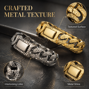 Pulsera de Eslabones Cubanos Cruzados Martillados de Latón Chapado en Oro de 18K, Resistente al Deslustre e Impermeable, de 17mm de Ancho, para Hombre, Estilo Hip Hop Moderno - Product Image 2