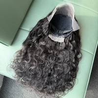 Peluca popular de cabello humano virgen suave con ondas profundas sueltas, encaje frontal HD 13x4, de aspecto natural, sin pegamento, lista para usar.