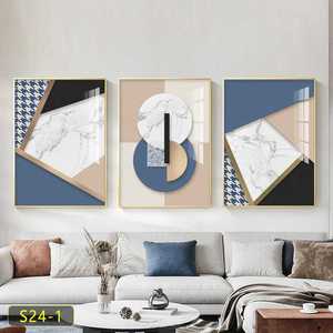 Tableaux et Affiches Muraux Cercles Géométriques Abstraits de Luxe Encadrés, <span class=keywords><strong>Peinture</strong></span> en Porcelaine Cristal pour Décoration de Salon - Product Image 2