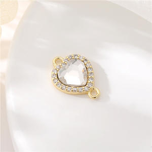 Basit stil eBay en çok satan ürünler moda diy takı 14k altın kaplama zirkon bakır kelebekler yıldız ay kalp konektörü - Product Image 2