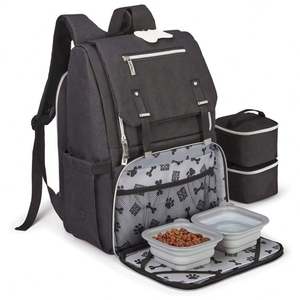 Köpek seyahat sırt çantası, 2 gıda taşıyıcıları ve 2 katlanabilir silikon kase içerir, havayolu gereksinimlerini karşılar - Product Image 1