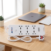 Bande d'alimentation d'extension 250V 10A 6 prises 3 ports USB Type-A 1 USB Type-C Protection contre les surcharges/surtensions Prise électrique individuelle