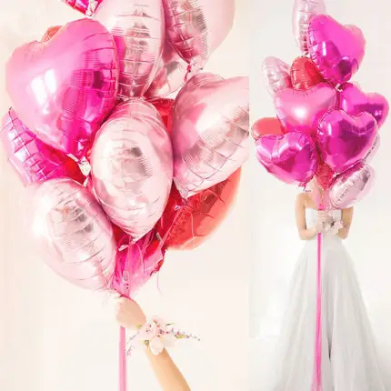 Grosir Balon Helium Mylar 18 Inci Balon Foil Bentuk Hati untuk Pancuran Pengantin Valentine