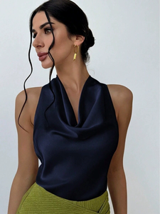 Débardeurs <span class=keywords><strong>en</strong></span> satin tendance pour femmes, coupe ample, sans manches, <span class=keywords><strong>col</strong></span> <span class=keywords><strong>en</strong></span> <span class=keywords><strong>V</strong></span>, chemisiers, hauts - Product Image 6