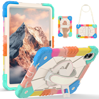 Étui antichoc robuste pour Redmi Pad 2 Pro 12.1 Poco Pad M1 2025 avec support rotatif à 360°, dragonne et bandoulière, bicolore OEM ODM