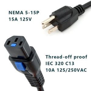 <span class=keywords><strong>สาย</strong></span><span class=keywords><strong>ไฟ</strong></span>ปลั๊กแบบอเมริกัน NEMA 5-15P 3 ขา พร้อมปลั๊กป้องกันการหลุด IEC 320 C13 <span class=keywords><strong>สาย</strong></span><span class=keywords><strong>ไฟ</strong></span> 3/C 18AWG - Product Image 2