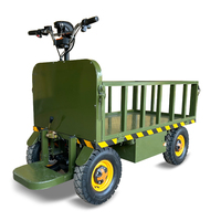 Chariot de transport électrique à 4 roues vert olive, 800W de puissance, véhicule utilitaire agricole robuste, chariot de transport tout-terrain