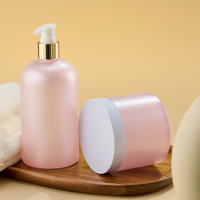 Lot de 24 pots cosmétiques vides en PET rose mat de 500 ml avec pompe, pour crème corporelle et crème visage