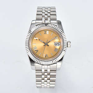Men's Luxury <b>Automatic</b> <b>Wristwatch</b> Full Gold Custom Logo NH35 Movement Blank Roman Dial Magnifier-Waterproof Mechanical Watch - Product Image 6