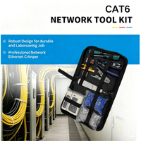 Kit d'outils réseau professionnel 7-en-1 CAT5/CAT6 comprenant un testeur de câble, un dénudeur de fils et un ensemble d'outils de sertissage 8P8C