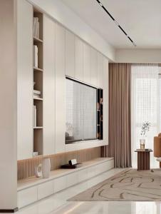 Set di Mobili per Soggiorno di Design Moderno e Lussuoso, Unità a Parete in Legno MDF Melaminico, Mobile TV <span class=keywords><strong>Sospeso</strong></span> con Console e Armadietto - Product Image 6