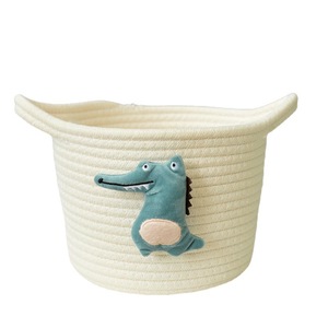 Cotton Rope Storage <b>Baskets</b> Round Handmade Toy Organizer Desktop Storage Bucket <b>Woven</b> <b>Basket</b> 100 Cotton - Product Image 5