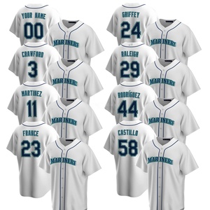 2025 camisetas de béisbol personalizadas de Seattle para hombre, uniformes bordados cosidos transpirables de talla grande con logotipo blanco - Product Image 1