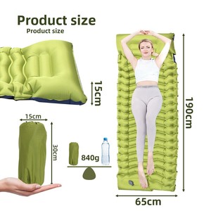 Colchoneta Individual Ultraligera Impermeable de Nailon 40D para Verano <span class=keywords><strong>con</strong></span> Bomba Integrada, Diseño Compacto para Senderismo y Camping - Product Image 3