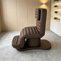 Lit de massage électrique côtelé marron chocolat avec base sur pieds réglable pour spa et salon de soins corporels