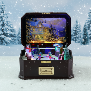 Boîte à musique avec mouvement, scène <span class=keywords><strong>de</strong></span> village <span class=keywords><strong>de</strong></span> patinage avec <span class=keywords><strong>bonhomme</strong></span> <span class=keywords><strong>de</strong></span> <span class=keywords><strong>neige</strong></span> et enfant <span class=keywords><strong>de</strong></span> <span class=keywords><strong>Noël</strong></span>, <span class=keywords><strong>chanson</strong></span> <span class=keywords><strong>de</strong></span> <span class=keywords><strong>Noël</strong></span>, en plastique et polyrésine, cadeau pour enfants - Product Image 3