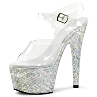 Chaussures de pole dance 17 cm, talons hauts pour strip-teaseuses, sandales sexy pour femmes, soirée, club, plateforme diamantée 7 pouces
