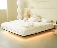 Cadre de lit en acier minimaliste italien sans dossier, design suspendu pour chambre d'hôtel, 1,5*2,0m 1,8*2,0m, durable, montage facile