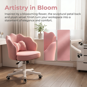 Silla de Escritorio Moderna de Terciopelo con Respaldo en Forma de Pétalo, Giratoria, Cómoda, para Sala de Estar, Hotel, Oficina en Casa, Manicura - Product Image 1